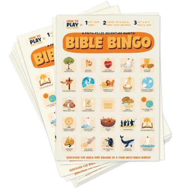 Imagem de Markt Jogo de Bingo da Bíblia - Jogos da Bíblia para Adultos e Família, Artesanato Escolar Dominical, Jogos Cristãos, Jogo de Tabuleiro Trivial Baseado na Fé e Recursos para Sala de Aula da Igreja