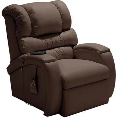 Imagem de Poltrona Imperial Lift Motorizada Reclinável com Função de Elevação para Idosos e Pós-Cirurgia Revestida em Corano Macio Cor Marrom 310