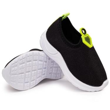 Imagem de Tênis Menino Infanilt Slip-on Escolar Aulas Calce Fácil Esportivo Sola Leve Confortável (3035-tenis-Preto-verde-27)