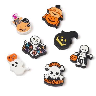 Imagem de Sparkeads 7 peças de contas focais de silicone tema Halloween colorido abóbora caveira fantasma espaçador contas soltas festival truques malucos contas para caneta, presentes, lembrancinhas de festa
