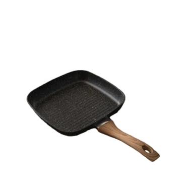 Imagem de Frigideira Grill Antiaderente Quadrada 24,4cm Preta Indução Gás Elétrico Fogão - frigideira ovo Para Churrasco em Casa, Carnes, Hambúrguer e Legumes