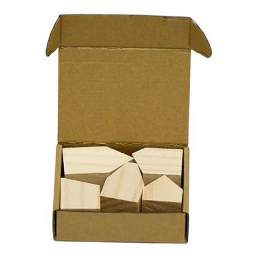 Imagem de KiBcsLic Casas de madeira inacabadas, enfeites, fazenda, grafite, desenho, brinquedo, arte em miniatura, blocos de casas de madeira, artesanato para férias no, 5 Unidades