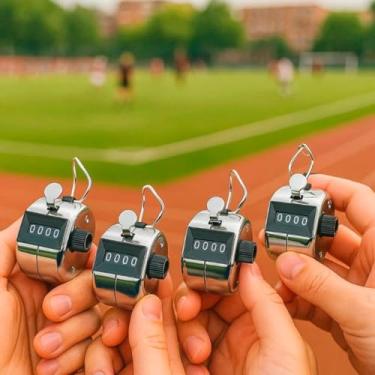 Imagem de Kit 4 Contador Manual Mecânico 4 Dígitos Analógico Numérico Pratico Controle de estoque Para Esportes Academia Excursões