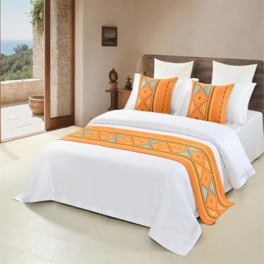 Imagem de Cachecol de cama de hotel luxuoso que não desbota toalha de cama macia e elegante proteção para quarto colcha de tecido confortável decorativa para cama de solteiro queen king size - laranja||Apenas 2