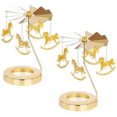 Imagem de 2 peças de castiçais perfumados de carrossel, girador de velas de jarra, castiçal giratório flutuante, decoração de tealight, suportes de sombra de chá mágico giratório para mesa de centro de mesa