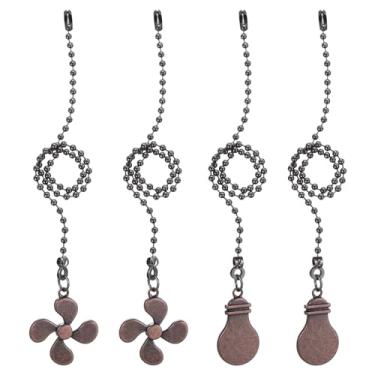 Imagem de Conjunto extensor de corrente para ventilador de teto de 33 cm, 4 peças, corrente de puxar para ventilador de bola com contas com lâmpada decorativa e cabo de ventilador para ventilador de lâmpada de