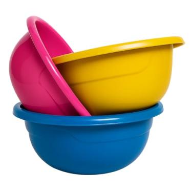 Imagem de Saladeira 6l Plástico Bacia Multiuso Grande Kit 3 Peças Sortido