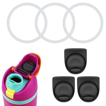 Imagem de 3 peças de rolha de substituição compatíveis com Owala Freesip 19/24/25/32/1,134 g, com 3 peças de anéis de vedação de tampa de silicone para garrafa de água antivazamento, peças de bocal para