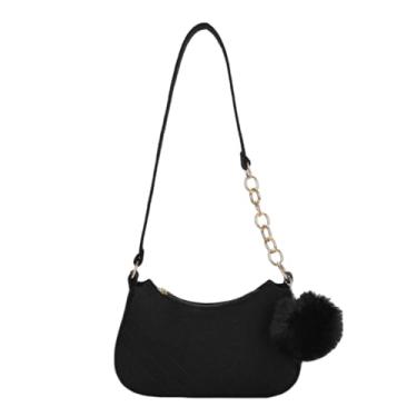 Imagem de Bolsa feminina mini cor sólida axilas casual corrente preta, Preto