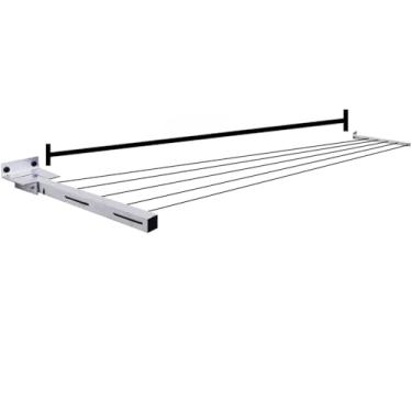 Imagem de Secador de roupa telescópico reforçado com liga de alumínio para montagem na parede, capacidade de carga de 80 kg