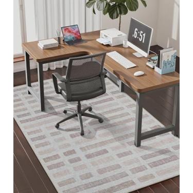 Imagem de chakme Tapete de cadeira de escritório para piso de madeira, 152 x 114 cm, protetor de mesa de computador fácil de deslizar para cadeira de rodinhas embaixo da mesa, suporte antiderrapante, lavar à