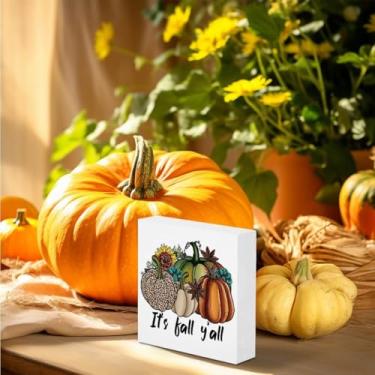 Imagem de 1 placa decorativa de PVC para outono, adequada para decoração de mesa, cozinha, banheiro, escritório, decoração de casa de fazenda, presente ideal para aniversário, Halloween e Natal (estampa de