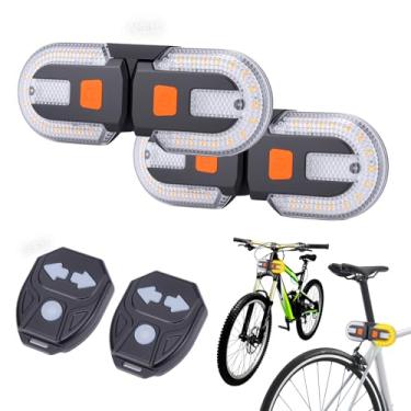 Imagem de Gugxiom Luz traseira de bicicleta com setas, indicadores de bicicleta à prova d'água, 5 modos, recarregável por USB, controle remoto, luzes traseiras divididas para aviso de segurança de equitação