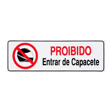 Imagem de Placa De Sinalização Proibido Entrar De Capacete 30x10 Acesso - P-26/2 F9e