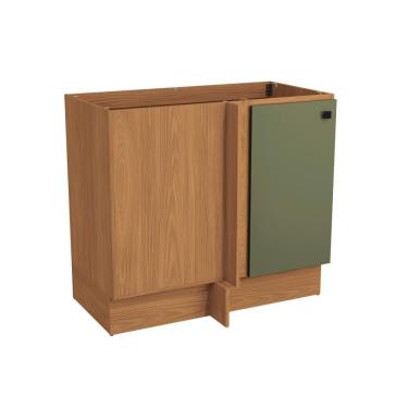 Imagem de Balcão De Canto Reto Kappesberg Pixel 1 Porta Canela/verde Frevo 98cm