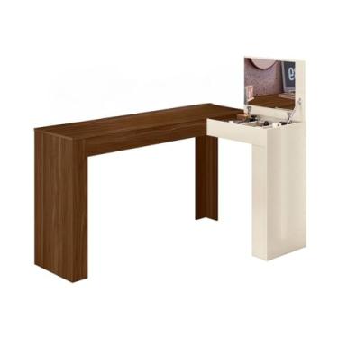 Imagem de Penteadeira de canto em forma de L Maquiagem Joias Nicho na parede