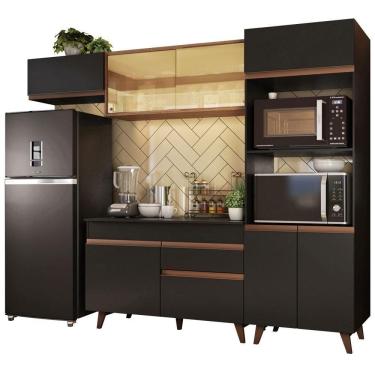 Imagem de Armário de Cozinha Reims com Balcão e Tampo Preto Rustic