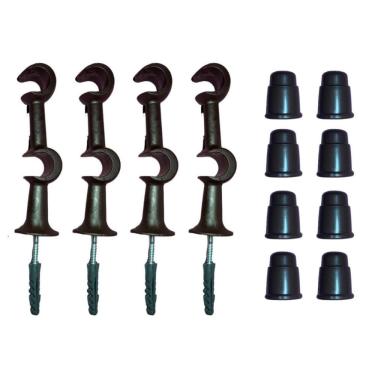 Imagem de Kit 4 Suporte Varão Duplo Cortina Ponteira 19-19Mm Imbuia