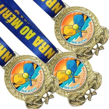 Imagem de 15 Medalhas Para Beach Tennis Premiação 58mm Torneio jogo de Tênis Com Cordão Honra ao Mérito