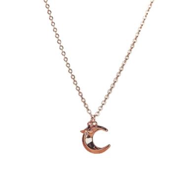 Imagem de Colar feminino com cruz de estrela e lua, banhado a prata, pingente luxuoso, hipoalergênico, não mancha, presentes de Natal 40 + 5 cm, Medium, Cobre, Sem Pedra Preciosa