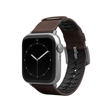 Imagem de Groove Life Pulseira de relógio Vulcan Ascent compatível com Apple Watch de 38 mm, 40 mm, 42 mm, 44 mm, couro Gentuine respirável e pulseiras masculinas de silicone da série 5, 4, 3, 2 e 1 de 38 mm, 40 mm, 42 mm e 44 mm, estreito, prata longa