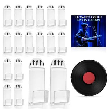 Imagem de XANGNIER Prateleira para exibição de parede para disco de vinil, sem perfuração, 18 peças, autoadesiva, acrílico, disco de vinil, suporte de armazenamento de parede, para quarto, sala de estar,