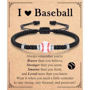 Imagem de JEIKTO Pulseira de futebol de vôlei, beisebol, tênis, basquete, futebol, presentes para meninos e meninas como Natal, Dia dos Namorados, Páscoa, aniversário, presentes de formatura, Couro, Sem Pedra