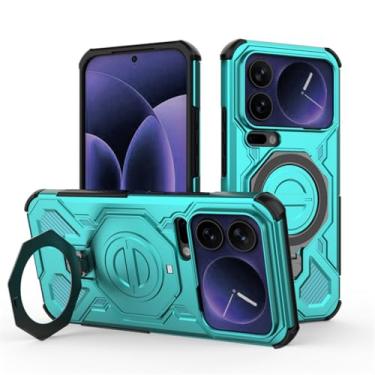 Imagem de LTLMYDAM Capa magnética para Xiaomi 17 Pro Max/17 Pro/17, suporte ajustável, grau militar, à prova de choque, capa resistente a impactos, verde, 17 Pro Max