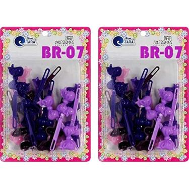 Imagem de Barretas de cabelo de laço de plástico Tara para meninas, dobradiça própria, pacote com 2, BR07