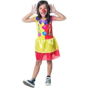 Imagem de Kit Infantil Fantasia Palhacinha P – Fantasia Colorida e Divertida com Nariz de Palhaço para Carnaval, Festas e Apresentações