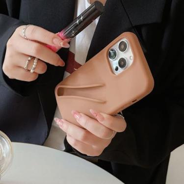 Imagem de Jtsery Capa de telefone com suporte de brilho labial para iPhone 16 Pro Max, capa de brilho labial com design elegante de silicone engraçado para meninas para iPhone 16 Pro Max 6,9 polegadas 2024