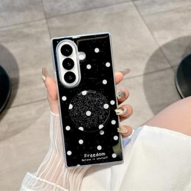 Imagem de Capa protetora moderna com cola e bolinhas redondas para Samsung Galaxy Z Fold 7 6 5 4 Fold7, suporte dobrável, capa macia à prova de choque, preta, para Galaxy Z Fold6