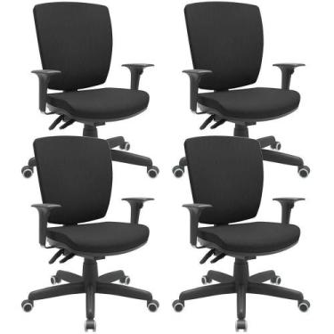Imagem de Kit 04 Cadeiras De Escritório Diretor Office Giratória Preto Alta Flex