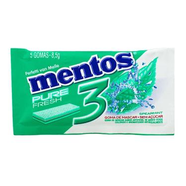 Imagem de Chiclete Mentos Pure Fresh 3 Sabor Spearmint Sem Açúcar 8,5g com 5 Unidades