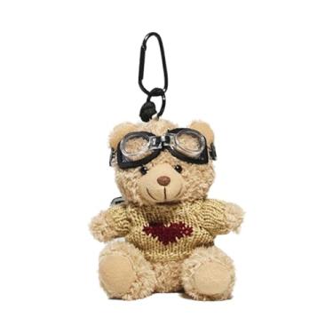 Imagem de PTILSERY Adorável urso chaveiro pingente para bolsa e chaveiro de pelúcia para telefone charme decoração animal