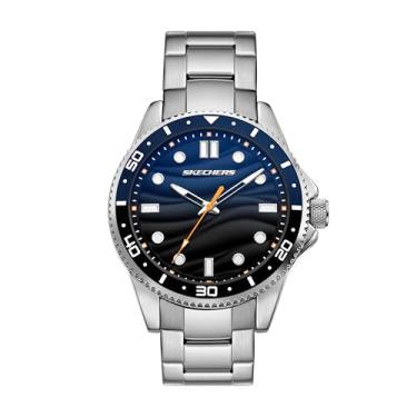 Imagem de Skechers Relógio masculino analógico de metal prateado Haymar (modelo: SR5271)