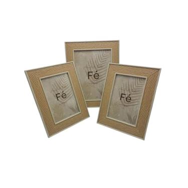 Imagem de Conjunto de 3 Porta-Retratos Premium, 10x15cm, 10x15cm e 15x20cm, Moldura Texturizada em Bege Design Elegante e Moderno para sua Sala ou Escritório
