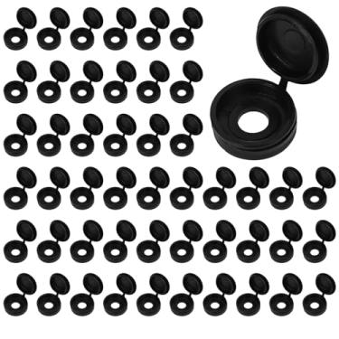 Imagem de Tampas de parafuso de plástico preto 200 peças, tampa de rosca grande de 6 mm, design articulado, serve para parafusos de 15 mm, fácil instalação, para uso automotivo, móvel e doméstico