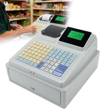 Imagem de Caixa Registradora EletrôNica Com 81 Teclas, Leitor De CóDigo De Barras, Sistema De GestãO De NumeráRio Com Gaveta, Teclado Plano E Impressora TéRmica, Ideal Para Pequenas Empresas
