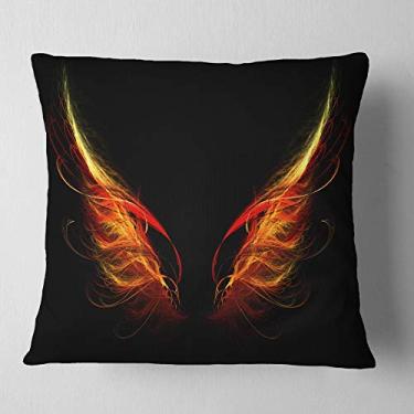 Imagem de Designart Hell Wings em fundo preto, estampa abstrata, sala de estar, sofá, almofada e capa de almofada 66 cm x 66 cm