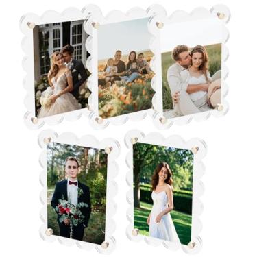 Imagem de Pacote com 5 molduras magnéticas de acrílico para geladeira de 6 x 9 cm, molduras polaroid transparentes recortadas, suporte magnético de dois lados para fotos Instax Mini e tamanho carteira