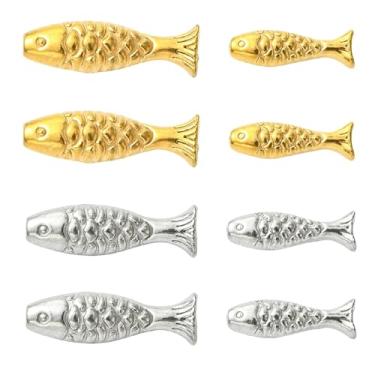 Imagem de UR URLIFEHALL 16 peças, 4 estilos de contas de peixe de aço inoxidável pequenas contas espaçadoras soltas para pulseira faça você mesmo, colar, brincos, fabricação de joias