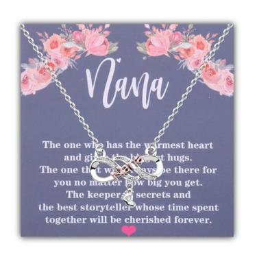 Imagem de LQRI New Grandma Gifts Colar com pingente de amor infinito para avó anúncio de gravidez presente para avó avó, Small, Cobre, Liga metálica.