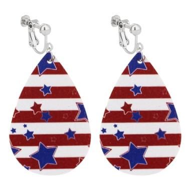 Imagem de Brincos com clipe de bandeira americana, não perfurados, coração com contas, com pingente de bandeira de estrela, brincos patrióticos para mulheres, feitos à mão, Dia da Independência, 4 de julho