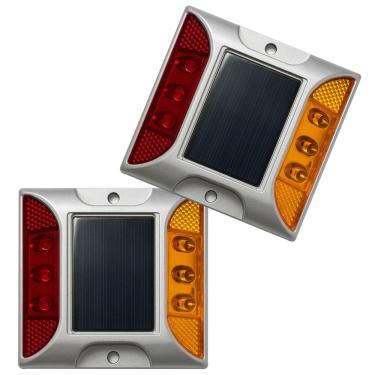 Imagem de Tacha Solar Sinalizador Viario Olho De Gato Kit 2 Uni Sinalizaçao Rodovia Estrada Avenida Transito Rua Pavimentaçao