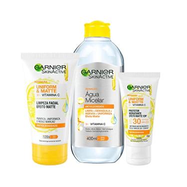 Imagem de Kit Antimarcas Garnier Uniform&Matte Vitamina C - Limpeza Facial + Água Micelar + Protetor Hidratante