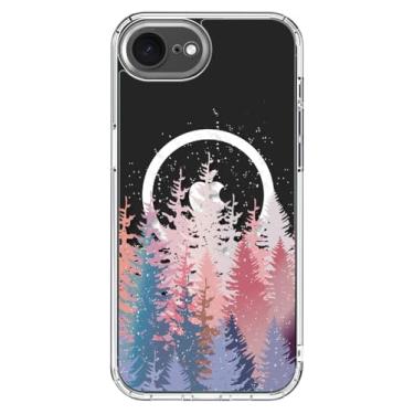 Imagem de ICEDIO Capa para iPhone 16e com protetor de tela - compatível com carregamento sem fio, proteção aprimorada para câmera, capa transparente com design floral moderno para mulheres - árvores fofas