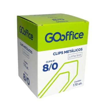 Imagem de Go Office Clips Metálicos Galvanizados 8/0, Prateado, 170 Unidades por Caixa, Fio 1.35mm, 52x20mm, Linha Leve para Papéis e Documentos