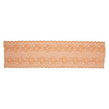 Imagem de Guarnição de renda elástica floral ampla elástica tecido de renda de nylon cortável faça você mesmo material de costura artesanal para travesseiro saia decoração de chapéu 23 cm (Tomate Marrom Cremoso)