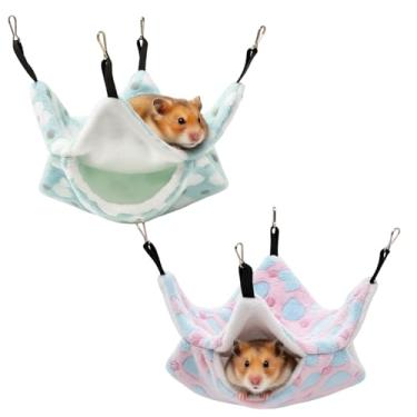 Imagem de ZHLKHIOP 2 conjuntos de rede para furões, rede de rato, pequenos acessórios de gaiola em forma de coração para ratos, porquinhos-da-índia, chinchilas, verde e rosa